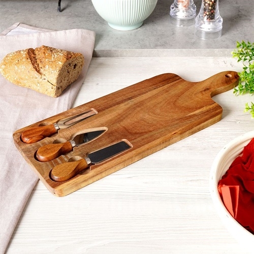 Deska do krojenia serwowania serów wędlin przystawki noże dekoracja 4 el